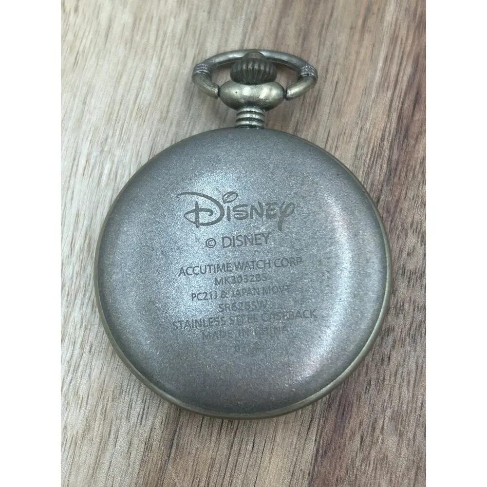 Disney Mickey Mouse 1928 Pocket Watch MK3052E Accutime Quartz Works Great!